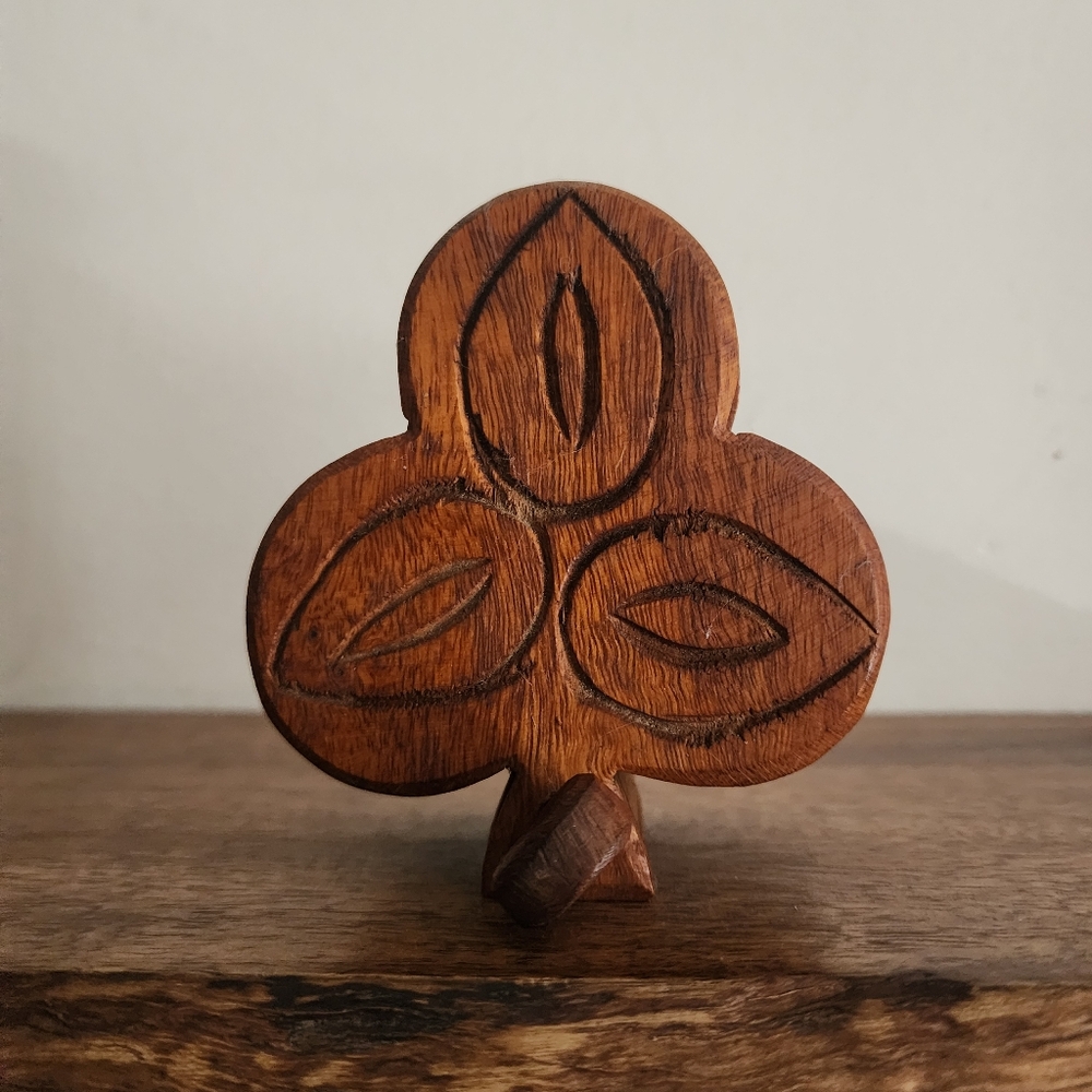 Wooden 3 Leaf Artisan Hand Carved Spice Box in Brown